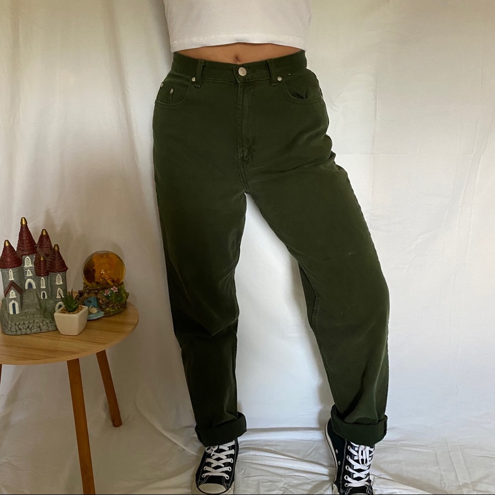 Green Straight Leg Mom Jean